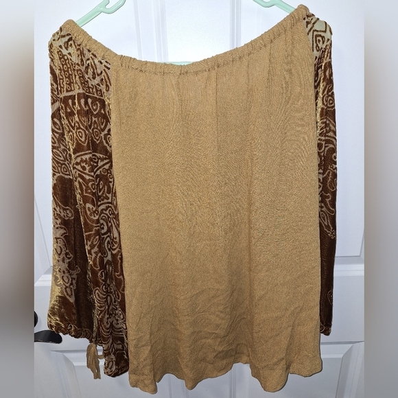 A Soft Surroundings velvet and sheer long sleeve tunic top in a size lar… - Picture 2 of 6